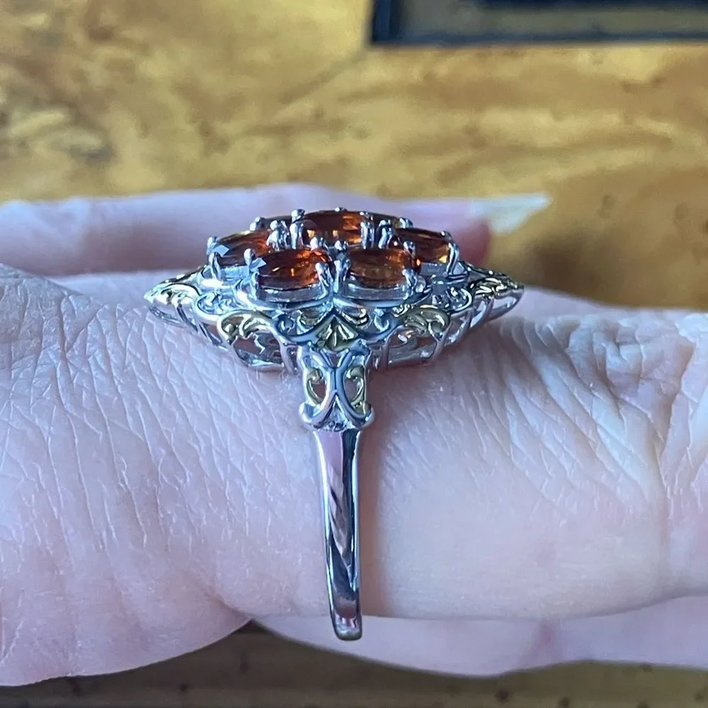 Natural Cherry Citrine Sterling Silver Ring Size 8